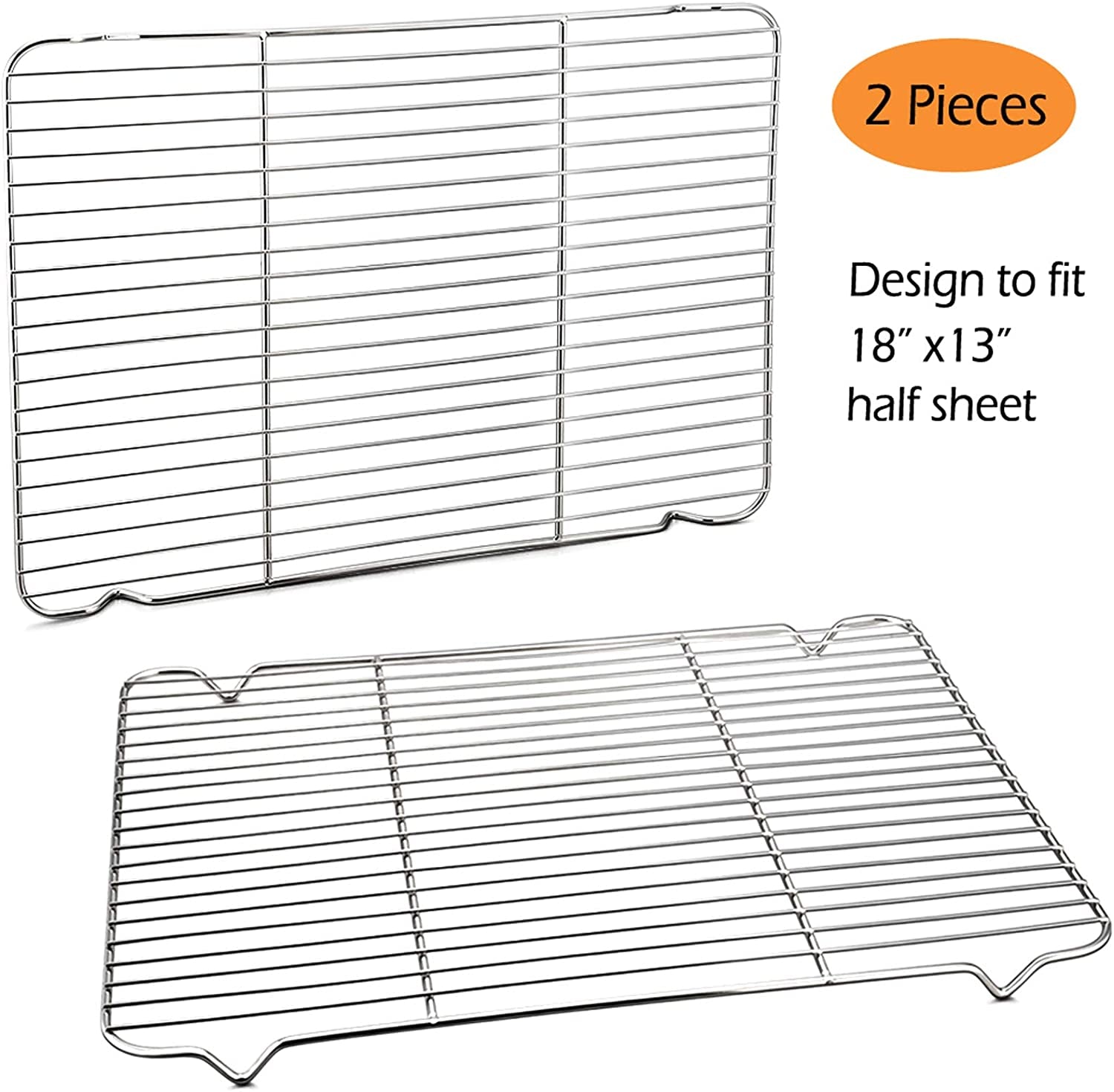 Baking Rack Cooking Rack Set of 2-16.6''X11.6'', P&P CHEF Stainless Steel Wire Cooling Drying Roasting Rack, Fits Half Sheet Cookie Pans, Commercial Quality, Oven & Dishwasher Safe