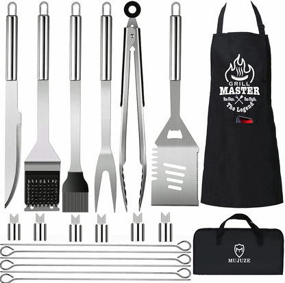 Grill Utensils Set,Bbq Grilling Accessories, Grill Set Gifts for Men Grill Tools, Barbeque with Apron, Stainless Steel Grill Kit Set Gifts for Men or Dad,Outdoor Camping Best Gifts (Style 2)