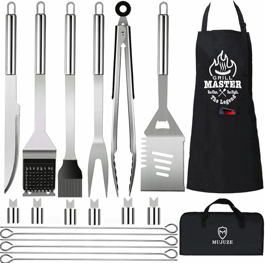 Grill Utensils Set,Bbq Grilling Accessories, Grill Set Gifts for Men Grill Tools, Barbeque with Apron, Stainless Steel Grill Kit Set Gifts for Men or Dad,Outdoor Camping Best Gifts (Style 2)