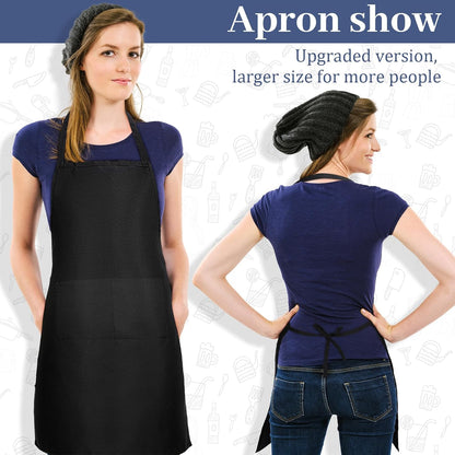 30 Pack Adjustable Bib Apron with 2 Roomy Pockets Bulk Unisex Commercial Cooking Kitchen Aprons Machine Washable