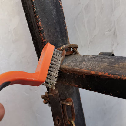 Wire Brush 3 Pcs Brass/Stainless Steel/Nylon Wire Brushes for Cleaning Rust Bristle Brush Set with Rubber Curved Handle Grip Used for Dirt, Paint Remover (Orange+ Gray)