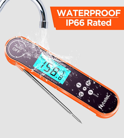 Digital Cooking Thermometer, Accurate & Waterproof Instant Read Meat Thermometer with Backlit, Calibration, Probe, Food Thermometer for Kitchen, Grilling, Candy, BBQ, Oil Fry, Baking and More