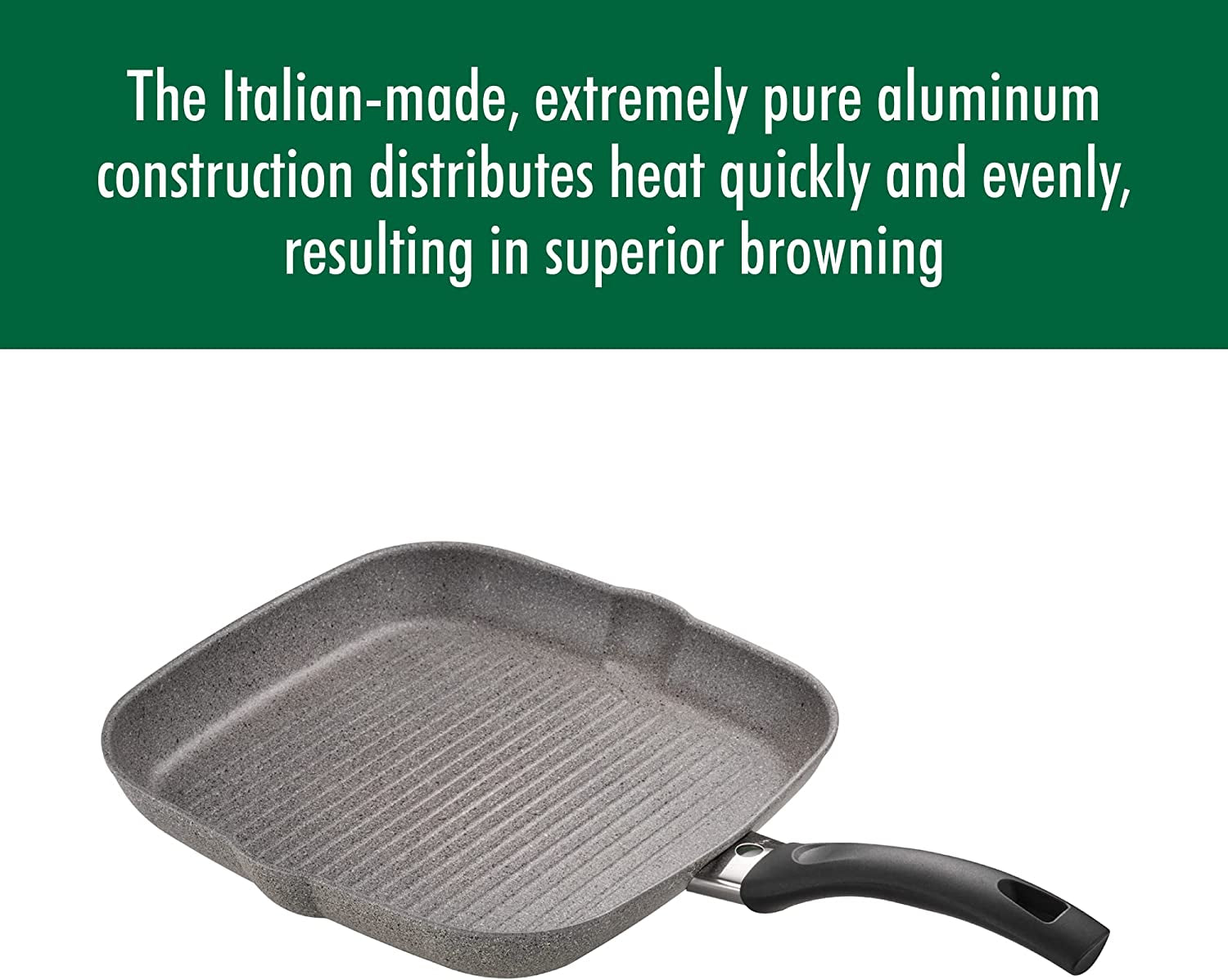 Parma by HENCKELS 11-Inch Nonstick Grill Pan, Made in Italy , Durable and Easy to Clean