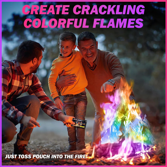 25 Pack Colorful Flames Color Fire Packets Fire Pit for Campfire,Fire Color Packets Camping Accessories for Kids & Adults,Outdoor Fire Changing Cosmic Flame Powder. (25 Packets)