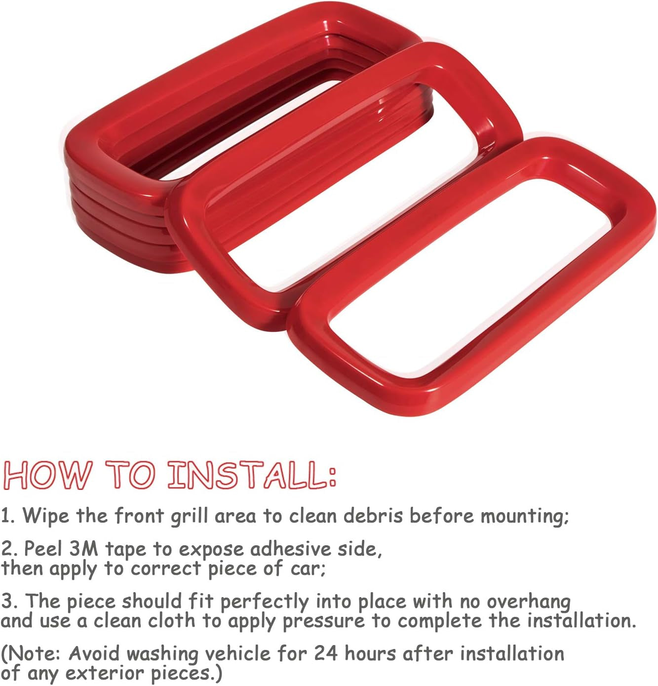 Front Grill Grille Inserts Mesh ABS Grill Guard Cover Trim Red 7Pcs for Jeep Renegade 2015 2016 2017 2018