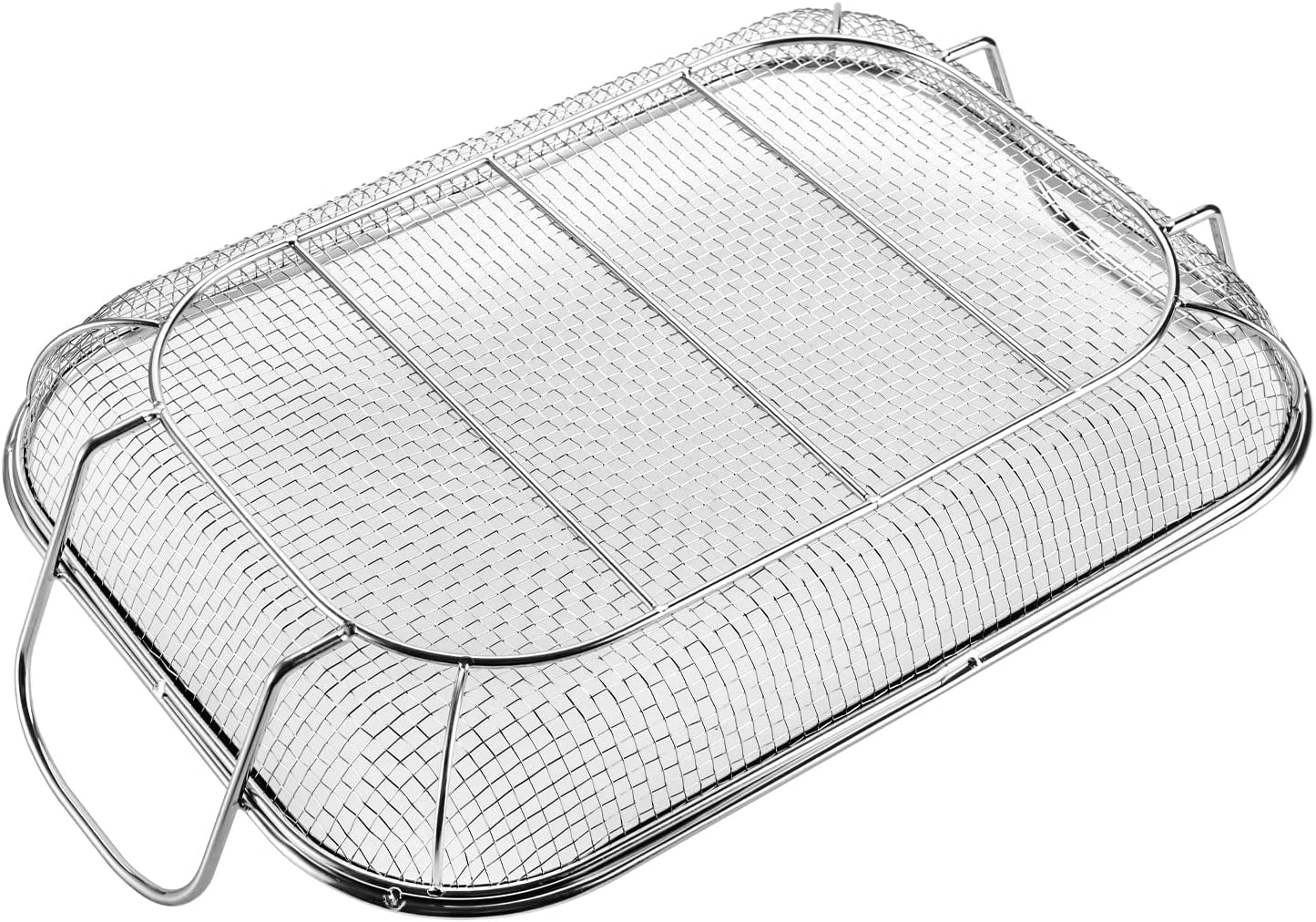 WUWEOT Grill Basket, Vegetable Barbecue Basket, 15" X 11" Stainless Steel Square Wire Mesh Grilling Basket Roasting Pan with Two Handles for Vegetables, Chicken, Meats and Fish
