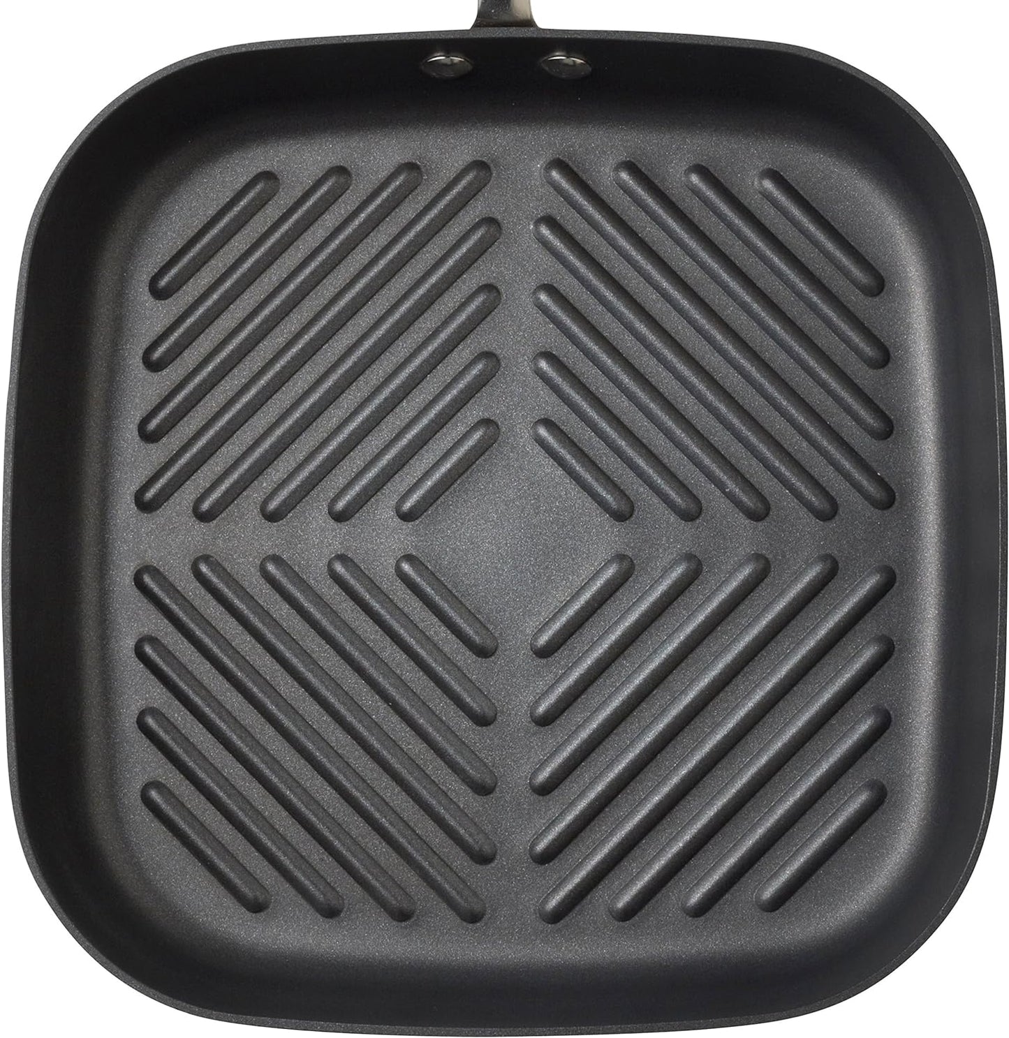 Brights Hard Anodized Nonstick Square Griddle, Grill Pan (11-Inch), Gray with Orange Handles