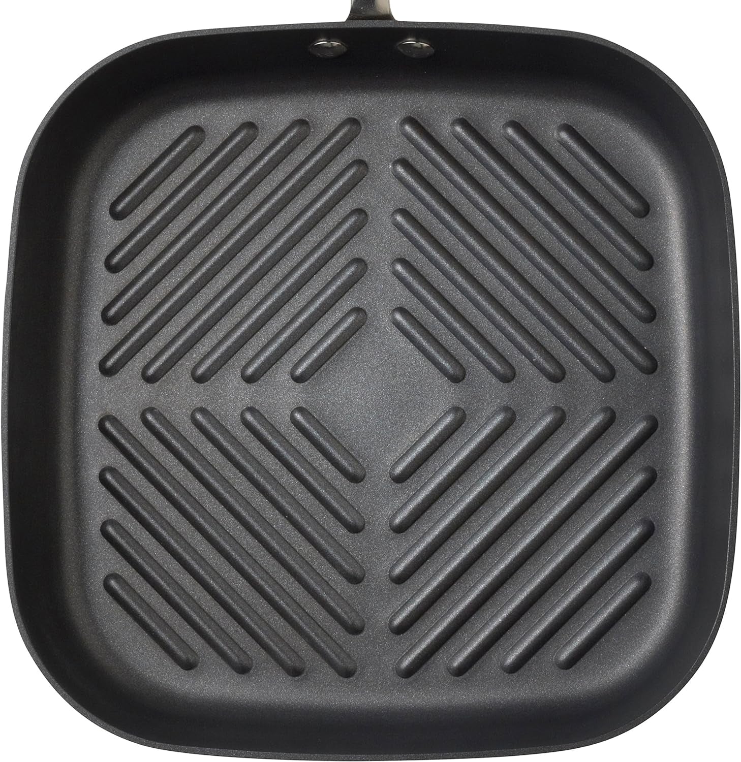 Brights Hard Anodized Nonstick Square Griddle, Grill Pan (11-Inch), Gray with Orange Handles