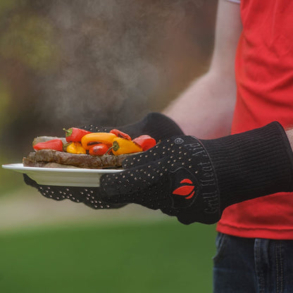 Extreme Heat Resistant Grill Gloves: Premium Insulated & Silicon Lined Fiber Mitts for Cooking, BBQ, Grilling, Frying & Baking for Indoor Outdoor, Kitchen & Oven