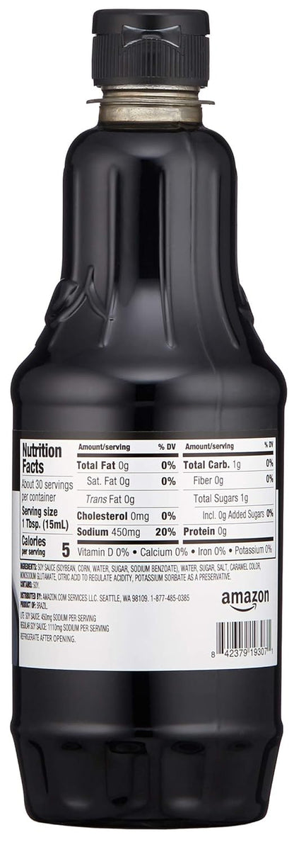 Amazon Brand - Happy Belly Low Sodium Soy Sauce, 15 Fl Oz (Pack of 1)