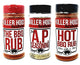 Killer Hogs Barbecue Rub Variety Pack - Original BBQ Rub, Hot BBQ Rubs, and A.P. Seasoning - Pack of 3 Bottles - 16 Oz per Bottle - 48 Oz Total