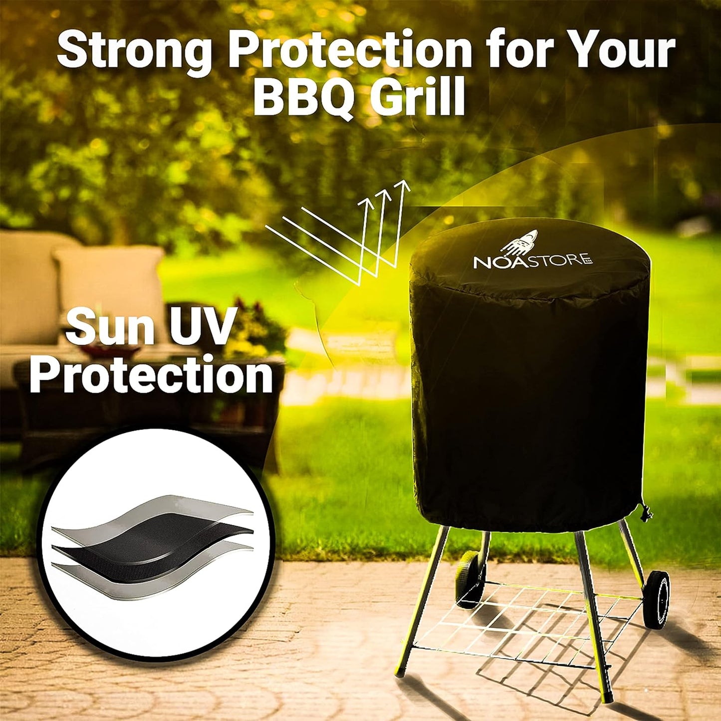 BBQ Grill Cover | 15 Inches | 210D Gas Grill Covers Heavy Duty Waterproof Used as Smoker Cover, Gas Stove Cover, Griddle Cover, Kettle Grill Cover and BBQ Cover