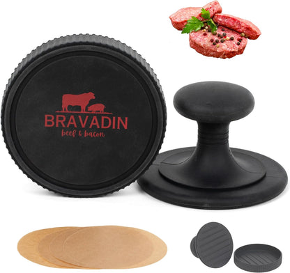 Burger Patty Maker W/100 Unbleached Patty Papers - Hamburger Press Patty Maker for 4.5-6" Hamburger Patties - Non Stick Silicone Burger Press Patty Maker - Dishwasher Safe Hamburger Patty Maker