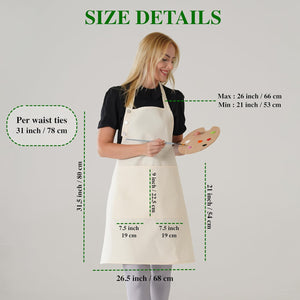 Kitchen Apron Waterdrop Resistant Cotton Apron with Adjustable Aprons for Women with Pockets 10 Color Option Cooking Beige Apron(Beige)