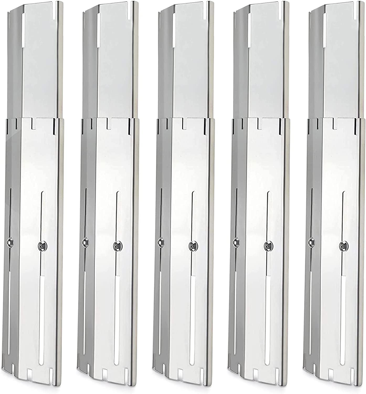 Universal Grill Heat Plates Heat Tents Heat Shields for Gas Grill, Adjustable Barbecue BBQ Grill Flame Tamers Burner Covers Heat Deflectors, Stainless Steel Gas Grill Replacement Parts, 5-Pack