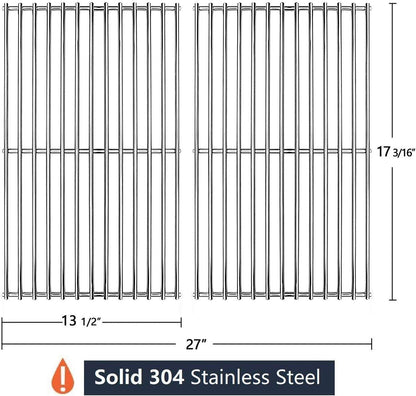 SUS304 Stainless Grill Grates 17 3/16 X 13 1/2 Inch Each for Grill Master 720-0697, Nexgrill and Uniflame Gas Grills, Set of 2 SCI812