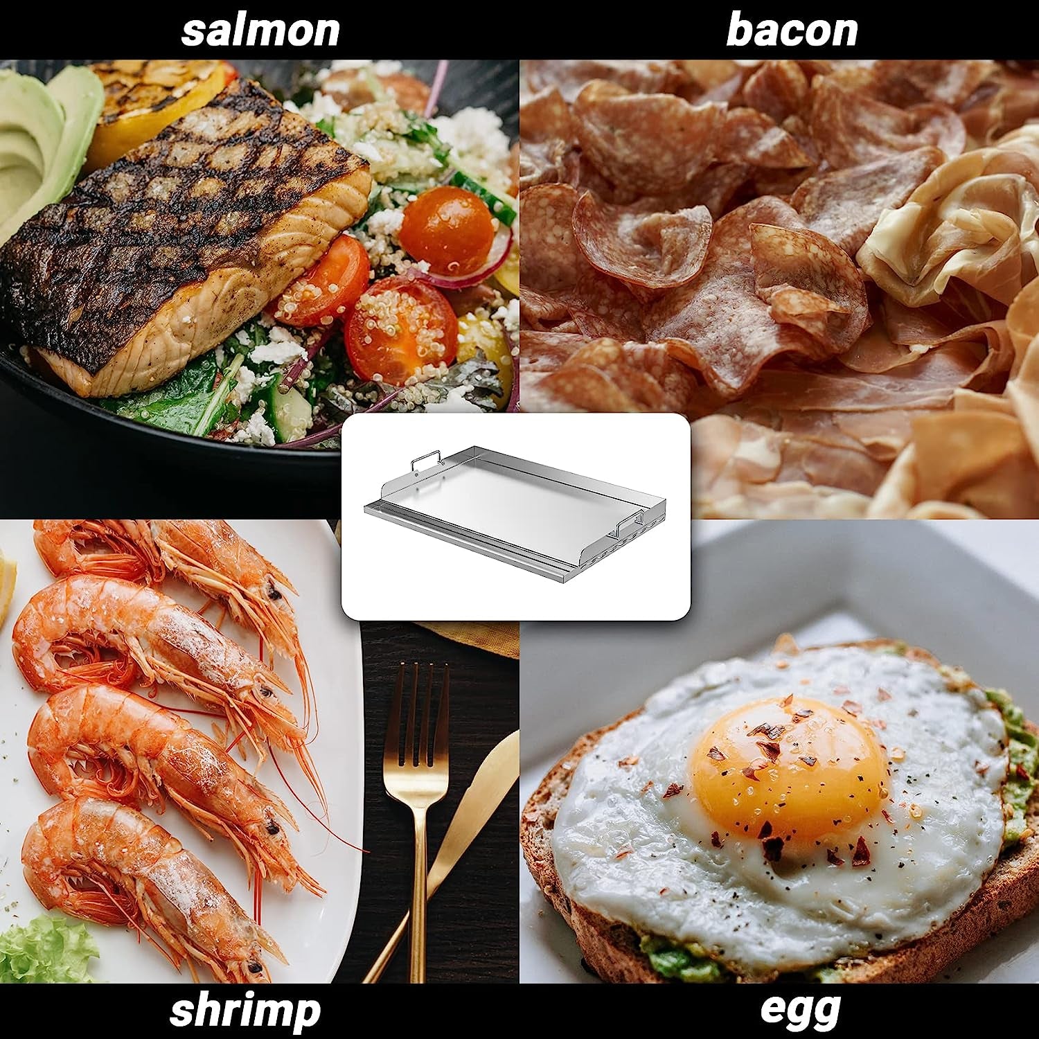 Universal Stainless Steel Griddle Plate with Even Heating Bracing for BBQ Charcoal/Gas Grills, 23" X 16" Rectangular Hibachi Flat Top Griddle for Indoor/Outdoor Cooking