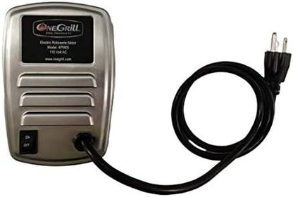 Onegrill Heavy Duty Chrome Universal Grill Rotisserie Kit with 13 Watt 50 Lb. Stainless Electric Motor - 37 X 1/2 Inch Hexagon Spit Rod (Grills up to 28 Inches Wide) Not for Weber.