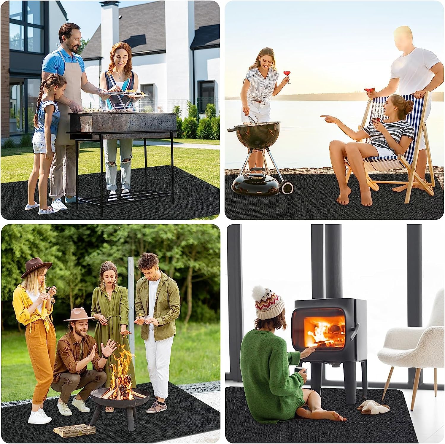 Mckuk 70 X 48 Inch under Grill Mats for Outdoor Grill, Easy to Clean Reusable Grill Mat for Deck, Double-Sided Fire Resistant,Water Resistant and Oil Proof, Fit for Indoor Fireplace Mat Fire Pit Mat