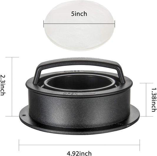 TAOUNOA Hamburger Press Patty Maker, 3 in 1 Non-Stick Burger Press with 100 Pcs Wax Paper for Making Delicious Burgers, Perfect Shaped Patties for Grilling and Cooking