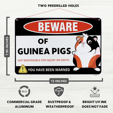 Image of Guinea Pig Sign Decor - 8 X 12 Inches - Aluminum - Guinea Pig Gifts for Guinea Pig Lovers - Cage Accessories Toys Stickers Stuff