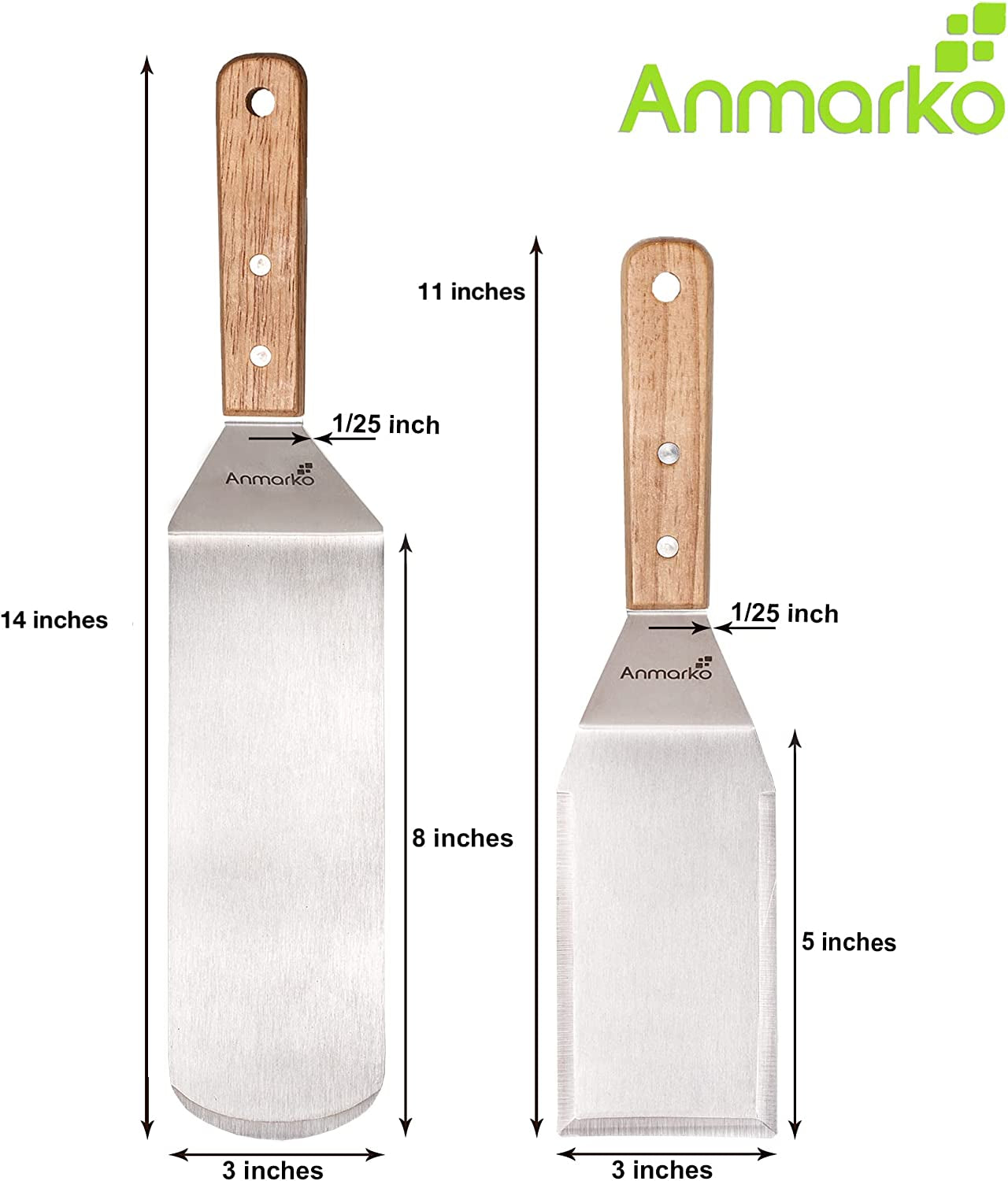 Professional Metal Spatula Set - Stainless Steel Spatula and Griddle Scraper - Heavy Spatula Griddle Accessories Great for Cast Iron Griddle BBQ Flat Top Grill - Commercial Grade
