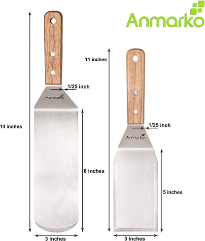 Professional Metal Spatula Set - Stainless Steel Spatula and Griddle Scraper - Heavy Spatula Griddle Accessories Great for Cast Iron Griddle BBQ Flat Top Grill - Commercial Grade