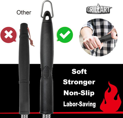 Grill Brush and Scraper, Extra Strong BBQ Cleaner Accessories, Safe Wire Bristles 18" Barbecue Triple Scrubbers Cleaning Brush for Gas/Charcoal Grilling Grates, Wizard Tool BR-8115