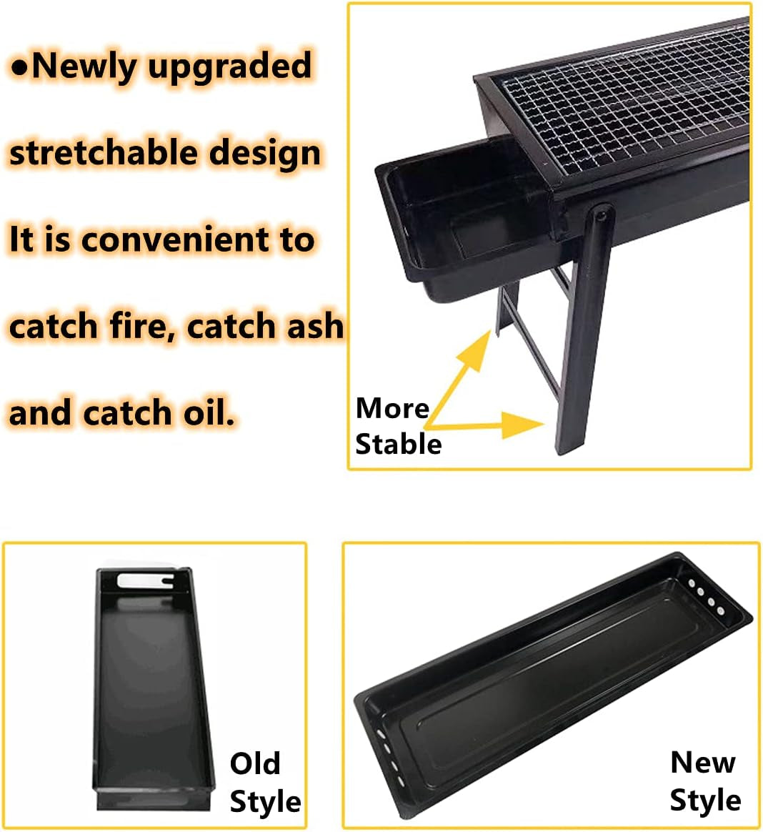Portable Charcoal Grill Outdoor Grill with Handle Foldable BBQ Grill for Picnic Beach Terrace Backyard Barbecue(Large)