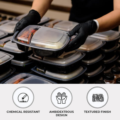 Forpro Disposable Nitrile Gloves, Chemical Resistant, Powder-Free, Latex-Free, Non-Sterile, Food Safe, 4 Mil, Black, X-Large, 100-Count