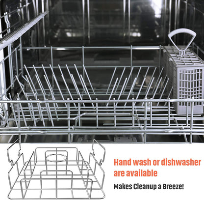 RUSFOL Beercan Chicken Roaster and Rib Rack with a Silicone Oil Brush, Square Stainless Steel BBQ Stand for Smoker,Oven and Grill, Cook up to 4 Ribs and a Whole Chicken at a Time