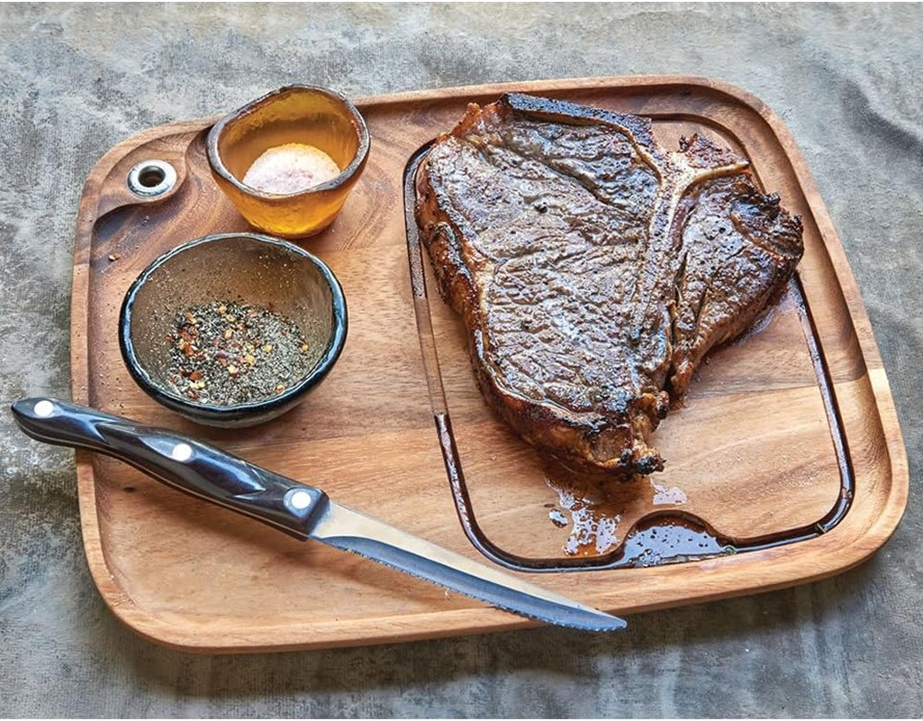 Western K Branding Iron for Steak, Buns, Wood & Leather | Includes Pine Gift Box & Wood Steak Plate