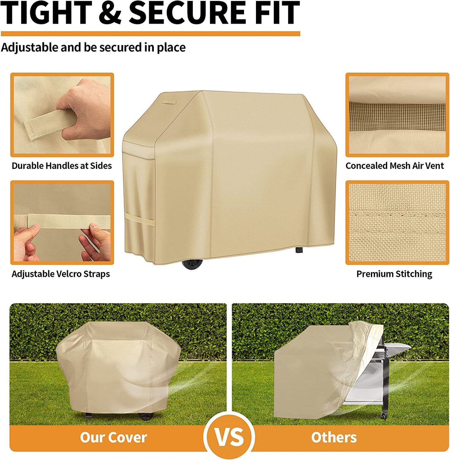 NEXCOVER Barbecue Gas Grill Cover - 55 Inch Waterproof BBQ Cover, Outdoor Heavy Duty Grill Cover, Fade & Weather Resistant Upgraded Material, Barbecue Cover for Weber, Brinkmann, Char Broil and More