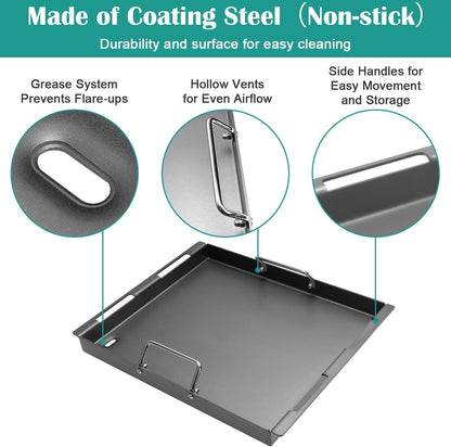 Cooking Griddle Inserts & Grate for Weber Genesis II 300 Series Grill, Flat Top Grill Griddle for Weber Genesis II E-310/315/325/330/335 S-310/335 and More, Replace for Weber 6788 Full-Size Griddle