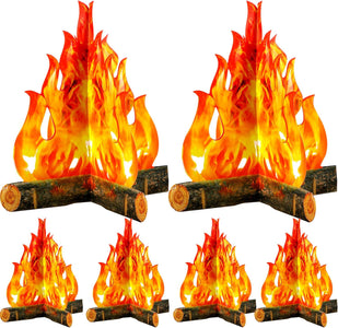 3D Decorative Cardboard Campfire Centerpiece Artificial Fire Fake Flame Paper Party Decorative Flame Torch (Gold Orange)