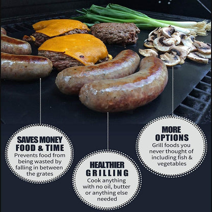 YRYM HT Grill Mats for Outdoor Grill -Set of 5 Nonstick BBQ Grill Mat 15.75 X 13, Reusable & Heavy Duty under Grill Mat, Easy to Clean, Works for Gas, Charcoal, Electric Grill