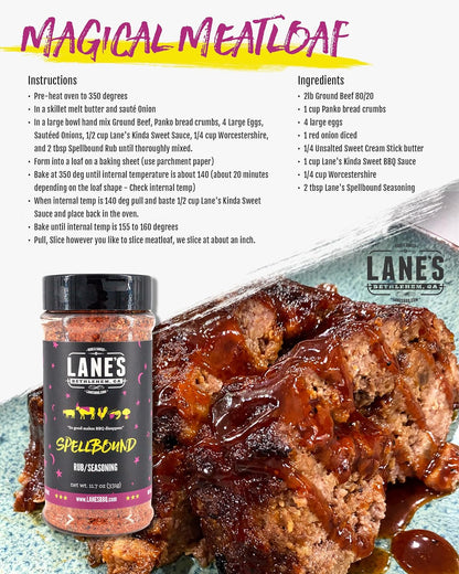 Lane'S Spellbound Pork Rub Seasoning - Premium Sweet and Smoky Pork Butt Rub, Rib Rub & Chicken Rub | Deep, Rich, Smoky Flavor | All Natural | Gluten Free | No MSG | NO Preservatives - 11.7Oz