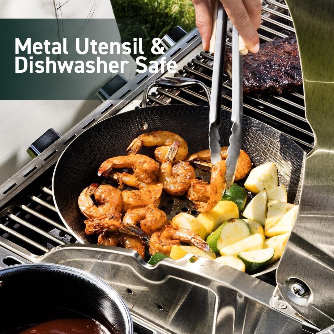 Hybrid Nonstick BBQ Grill Pan, Heat-Safe to 900º F, Dishwasher Safe