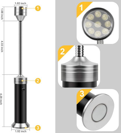 Barbecue Grill Light Magnetic Base Super-Bright LED BBQ Lights-360 Degree Flexible Gooseneck, Gifts for Men Dad Boyfriend, Traeger Pit Boss Smoker Grill Accessories, Batteries Included-Pack of 2