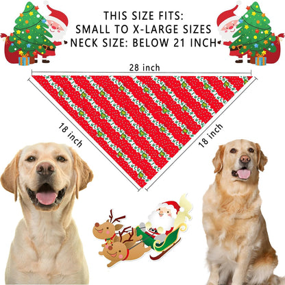 Christmas Dog Bandanas, Double Sided 2 Pack Holiday New Year Puppy Bandanas, Girnch Smile Square Dog Kerchief Merry Christmas Dogs Gifts (05)