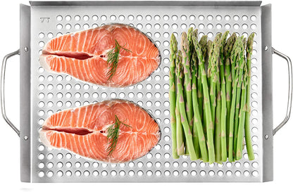 76630 Stainless Steel Grill Topper Grid, Set of 2, 11"X7" and 11"X17"