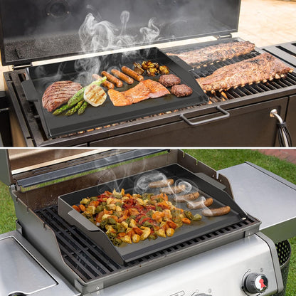 Universal Cast Iron Cooking Griddle, Nonstick Coating Griddle Flat Top Grill Plate with Extra High Sidewalls for All Gas Grills and 4 Burner Range Oven, 23" X 16"