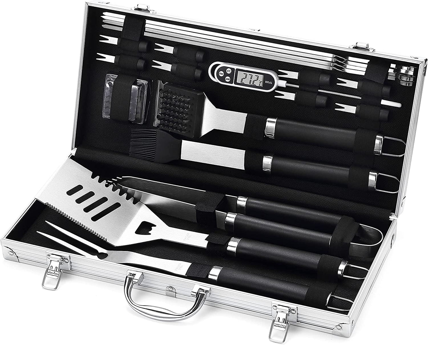 20Pcs Grill Tools Set,Stainless Steel BBQ Tools Set with Thermometer and Portable Case,Premium Grill Utensil Set-Ideal Grilling Gifts for Men&Women on Father'S Day, Christmas,Birthday