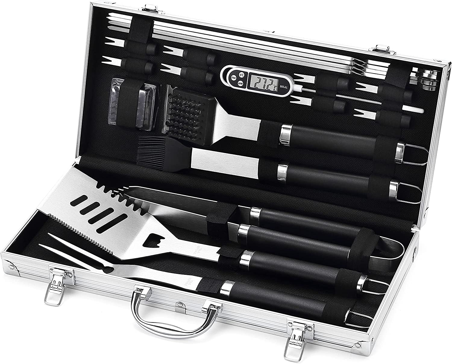20Pcs Grill Tools Set,Stainless Steel BBQ Tools Set with Thermometer and Portable Case,Premium Grill Utensil Set-Ideal Grilling Gifts for Men&Women on Father'S Day, Christmas,Birthday