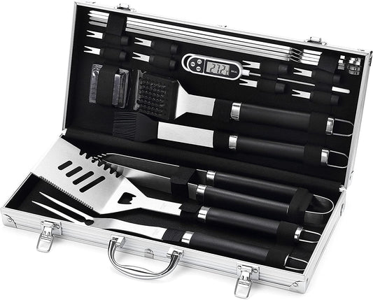 20Pcs Grill Tools Set,Stainless Steel BBQ Tools Set with Thermometer and Portable Case,Premium Grill Utensil Set-Ideal Grilling Gifts for Men&Women on Father'S Day, Christmas,Birthday