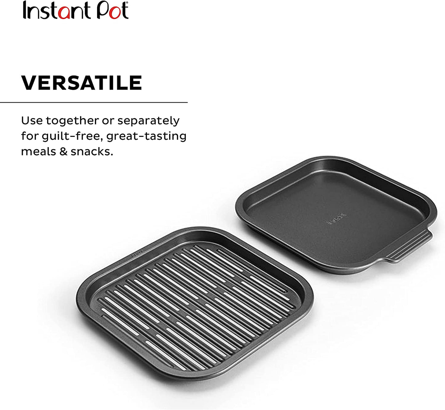 Instant Vortex Official Nonstick Grill Pan, 2-Piece, Gray