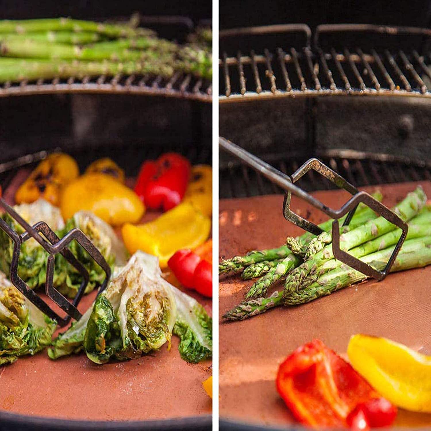 Grill Mats for Outdoor Grill Set of 6 BBQ Grill Mat Copper Grill Mat Heavy Duty Non Stick Reusable and Easy to Clean, Electric Gas Charcoal Grill Outdoor Cooking Tools Accessories RV Camper Must Have