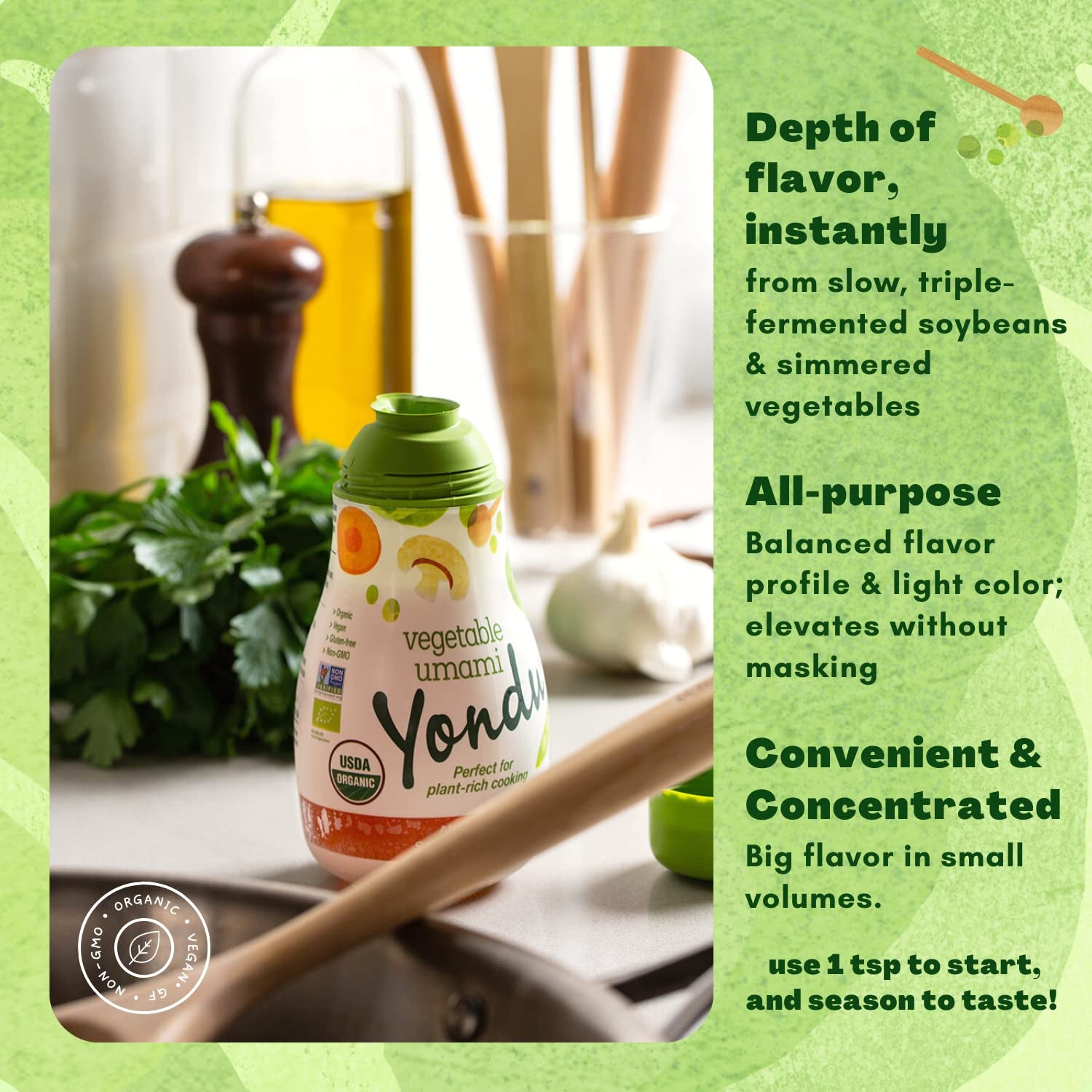 Yondu Vegetable Umami - Premium Umami Seasoning Sauce - Vegan - Organic - Gluten Free - Nongmo - No Added MSG - Great for Soups, Stir-Fries & Sauces (5.1 Fl Oz (Pack of 1))