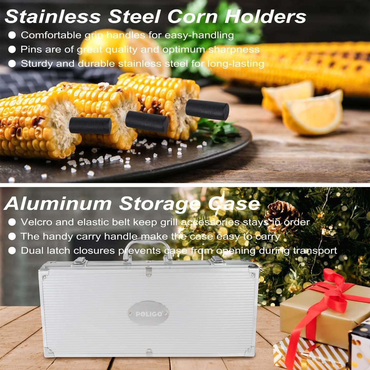 22PCS Heavy Duty BBQ Grill Accessories Set, Non-Slip Grill Tools for Outdoor Grill Set Thicker Stainless Steel Grill Utensils Set, Deluxe Grilling Set with Aluminum Case Ideal Gifts for Men Dad