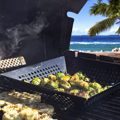 Kona Extra Large Grill Basket for Veggies - Premium Nonstick Grilling Basket/Grill Net - Essential Grilling Accessories for Outdoor Grill & BBQ, 14X13X4 Inches